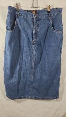 Vintage y2k 90s Route 66 High Waisted Denim Midi Skirt Size 18W